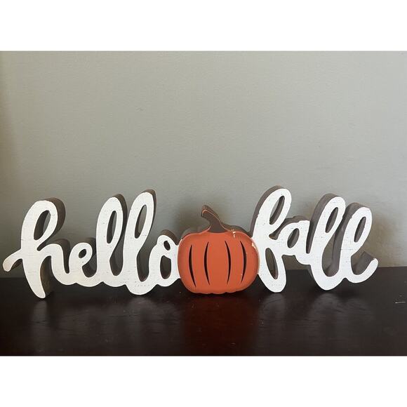 Festive Hello Fall Wooden Sign, Rustic Wood Pumpkin Decor or Tabletop Runner - Picture 4 of 6